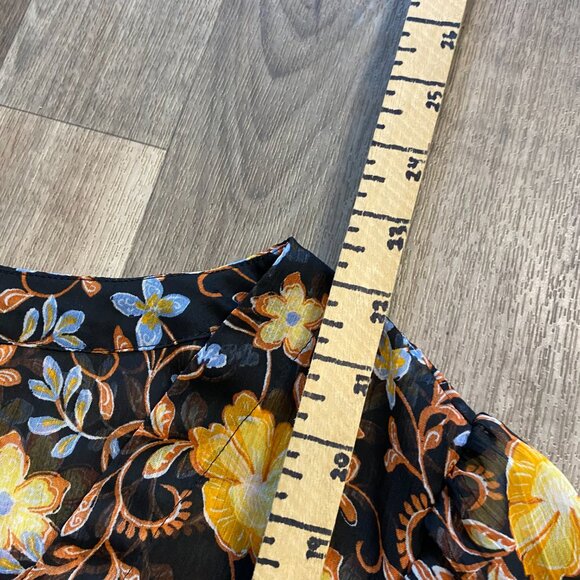 Old Navy Floral V-Neck Peasant Peplum Blouse Long Sleeve Size Medium - Picture 7 of 7